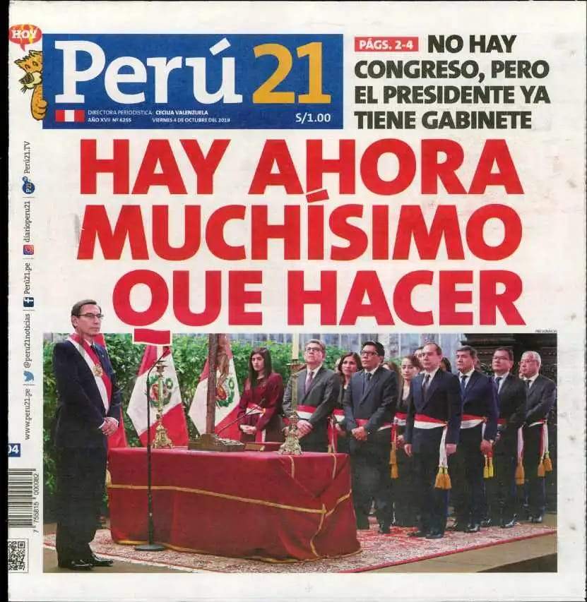 Revista De Prensa Del Peru Principales Portadas Hoy 04 De Octubre Del 2019 Eleconomistaamerica Pe