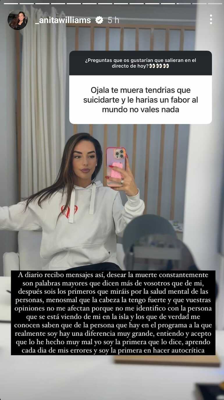 Mensaje de odio hacia anita williams