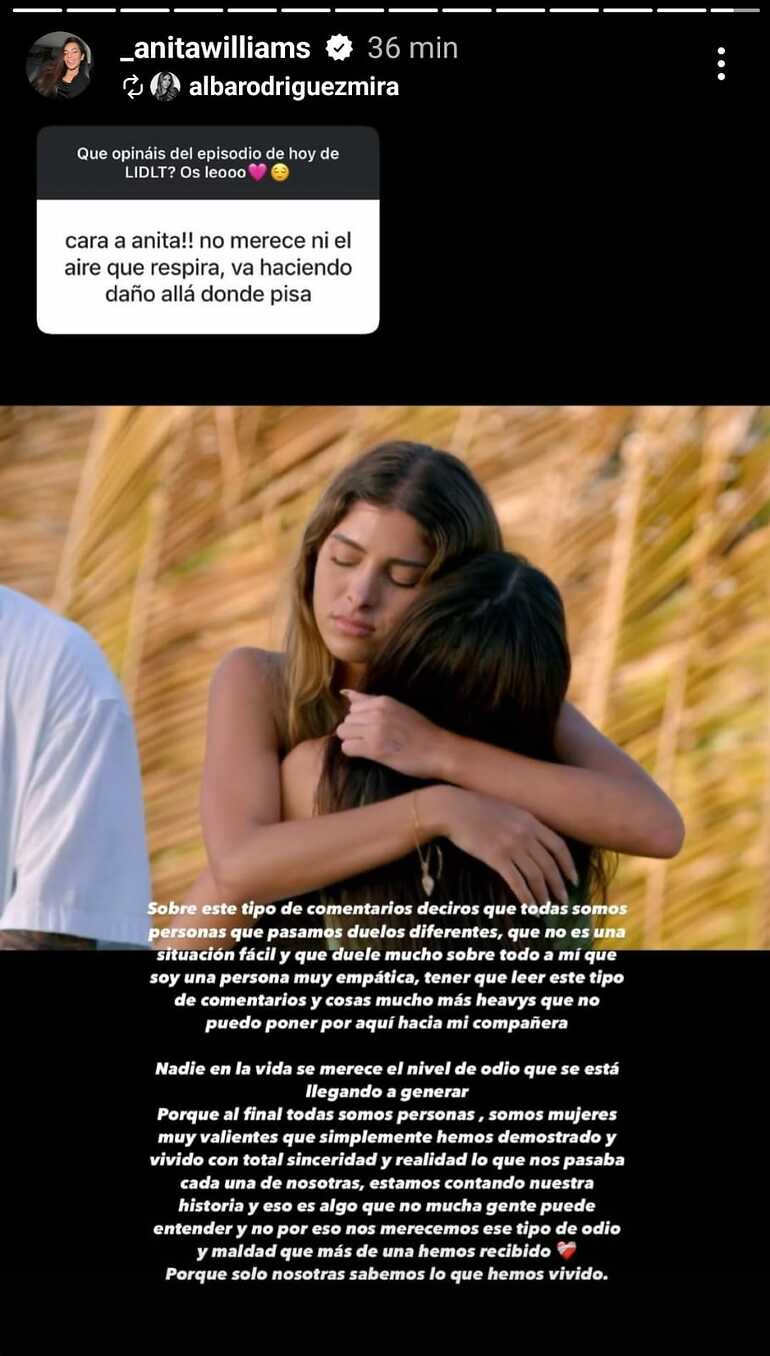 Mensaje en redes de Anita