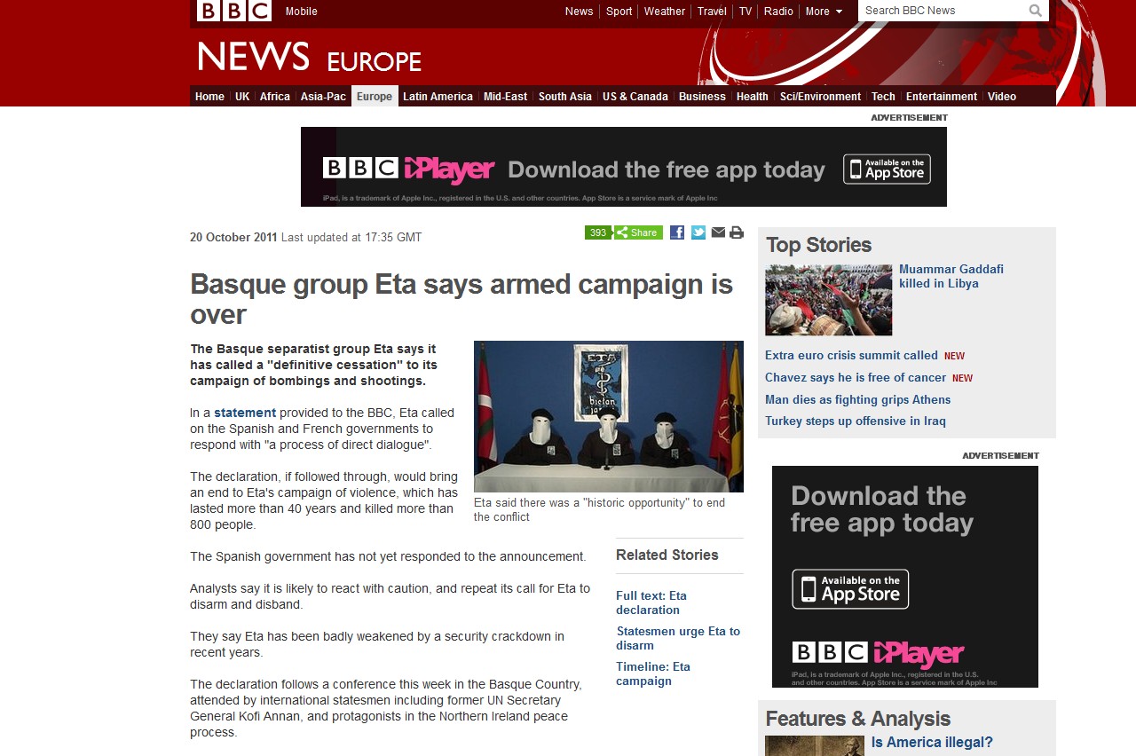 La BBC ha sido el primer medio internacional en dar el comunicado
