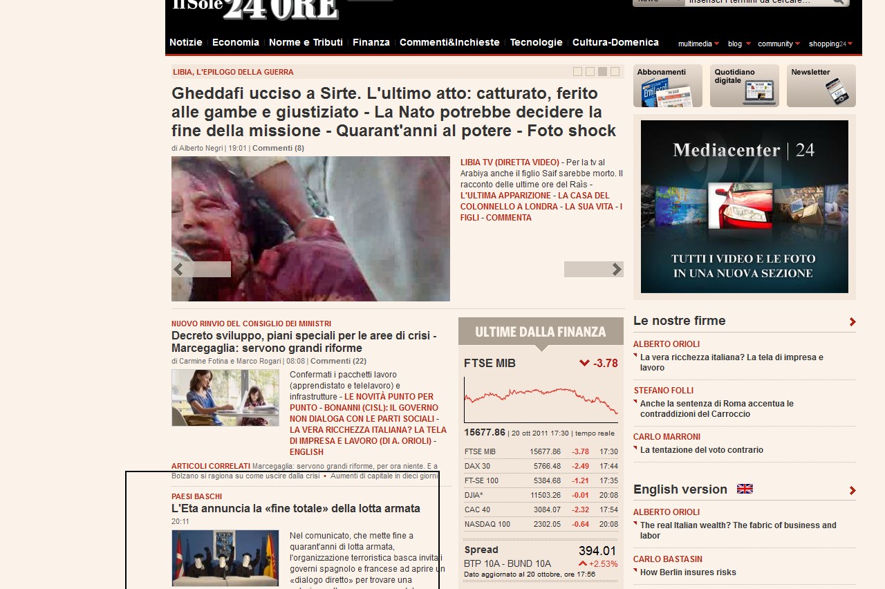 Il Sole 24 Ore habla del fin de la lucha armada